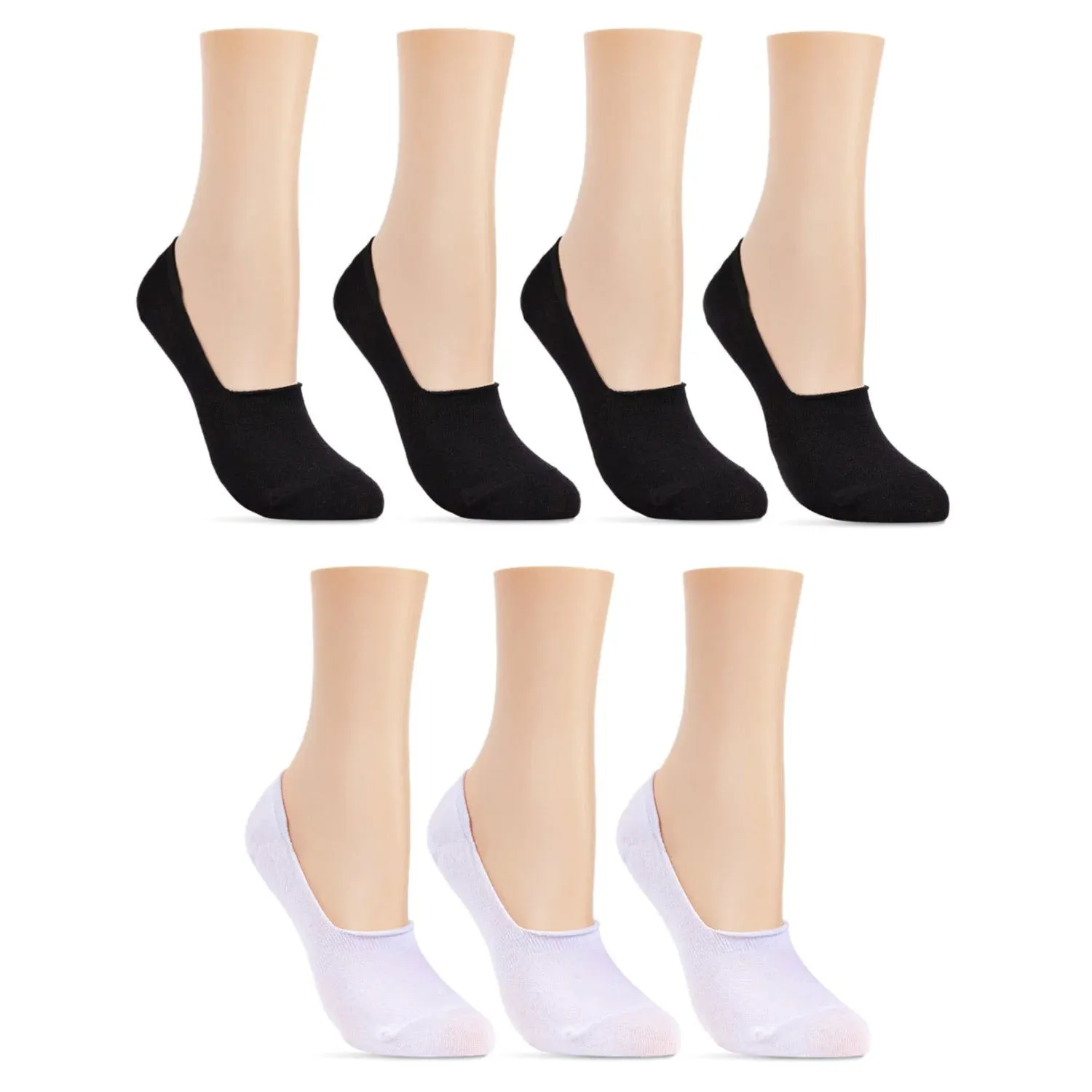 MEMOI HI CUT LINER SOCKS 7 PAIR PACK BLACK/WHITE - WOMENS