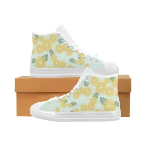 Men's Big Size Fizzy Lemons Print High Top Canvas Shoes