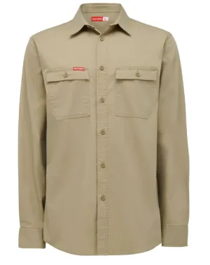 Mens Hard Yakka Heritage Workers Long Sleeve Shirt Workwear Khaki Y04425