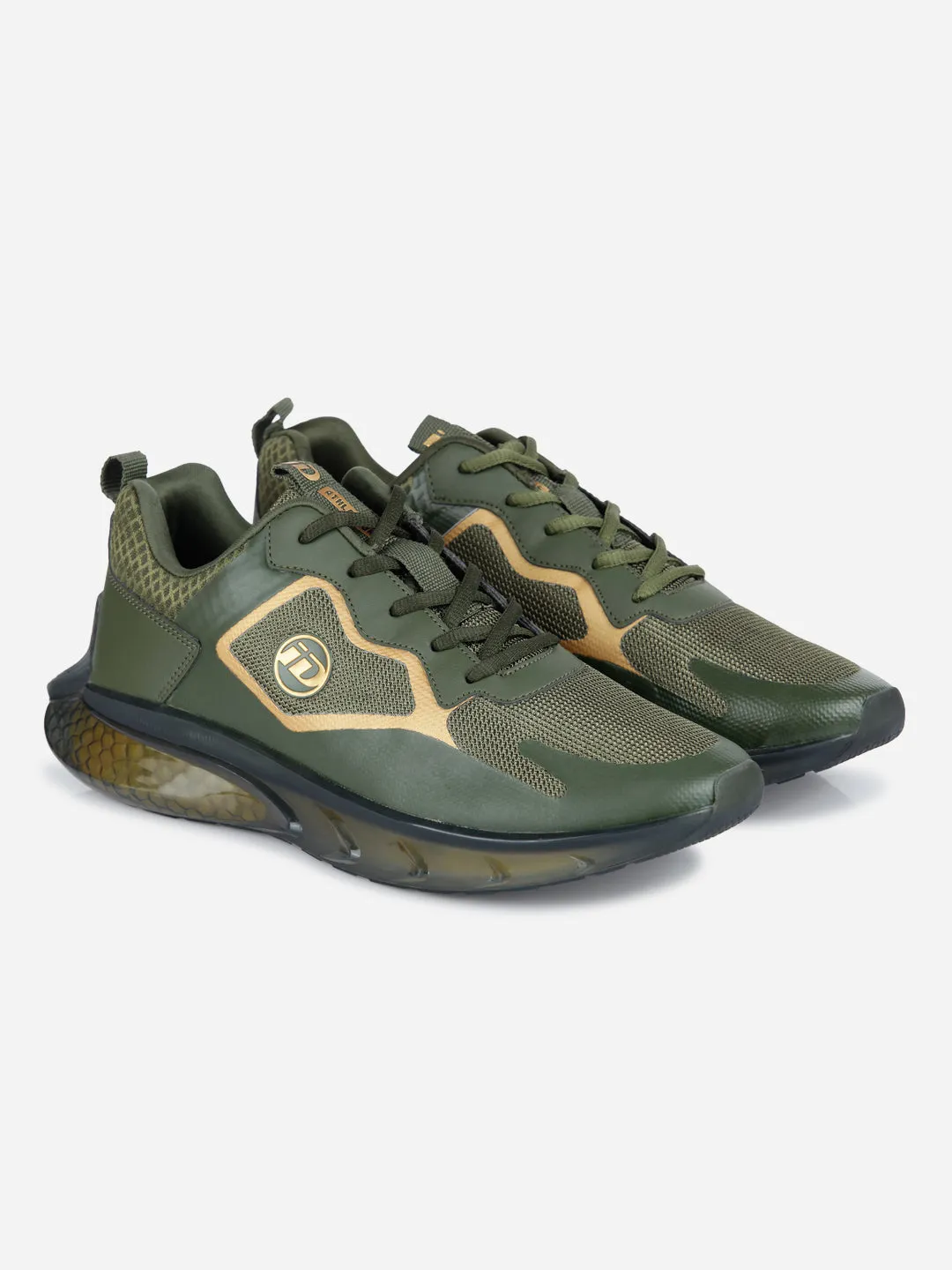 Men's Olive Translucent Sole Sneaker (ID7515)