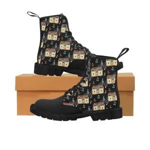 Men's Retro Radio Casual Print Canvas Boots