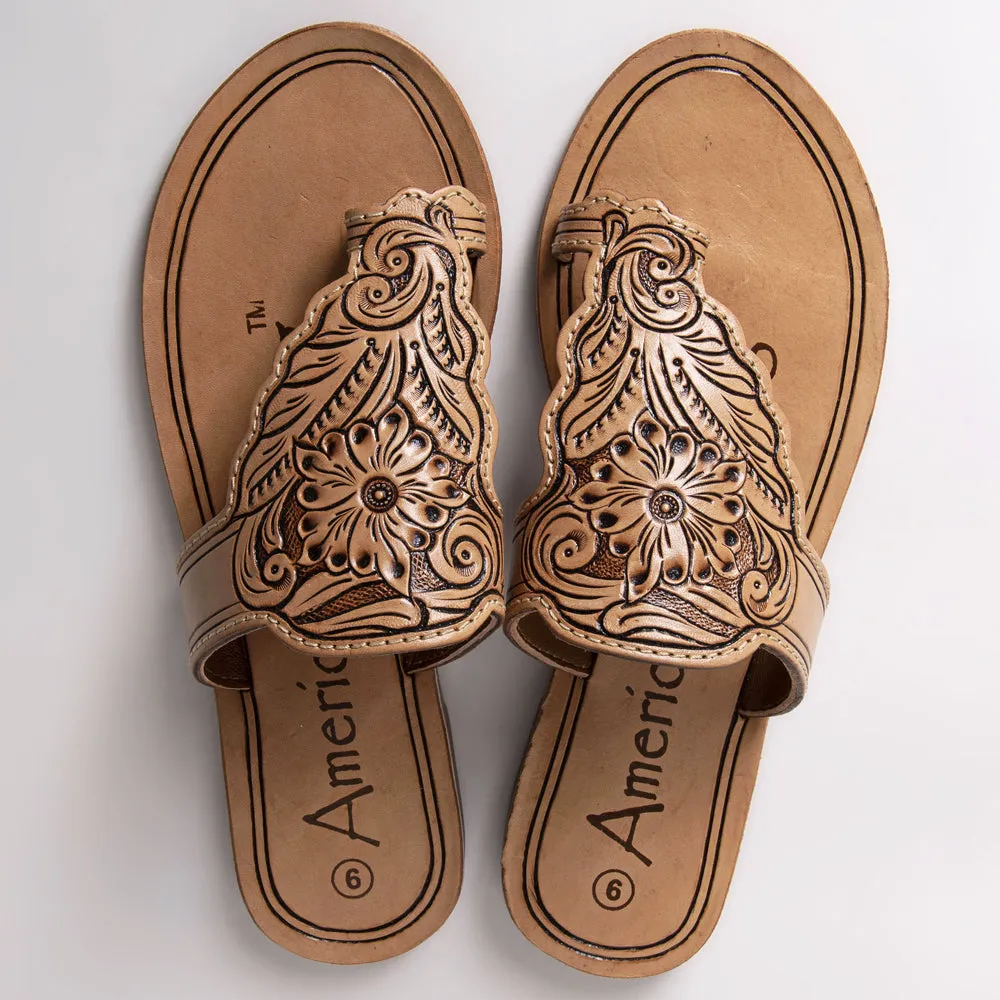 Morning Glory Tooled Sandals