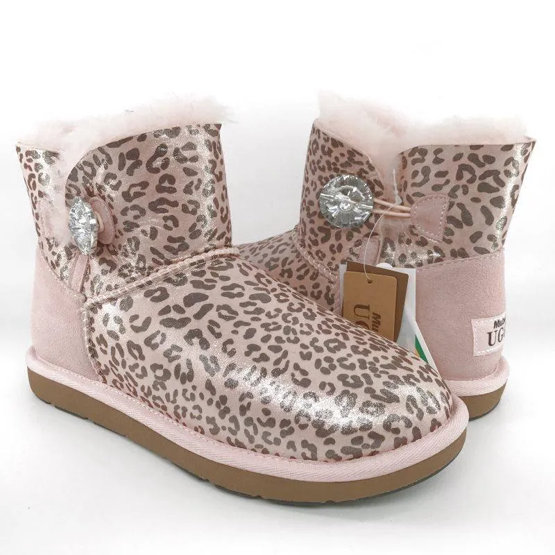 MUBO UGG Women Classic Mini Button with Swarovski Boots