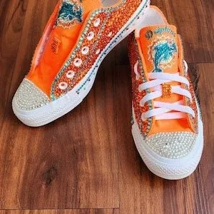 NFL/NCAA Rhinestoned Low Top Converse Tennis shoes.