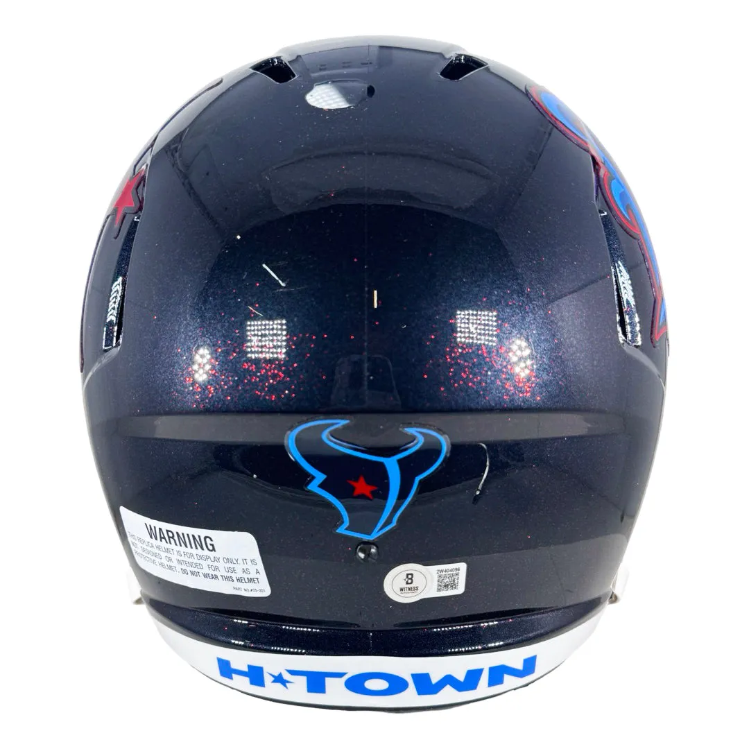 Nico Collins Signed Houston Texans H-Town Alternate Full-Size Replica Football Helmet (Beckett)