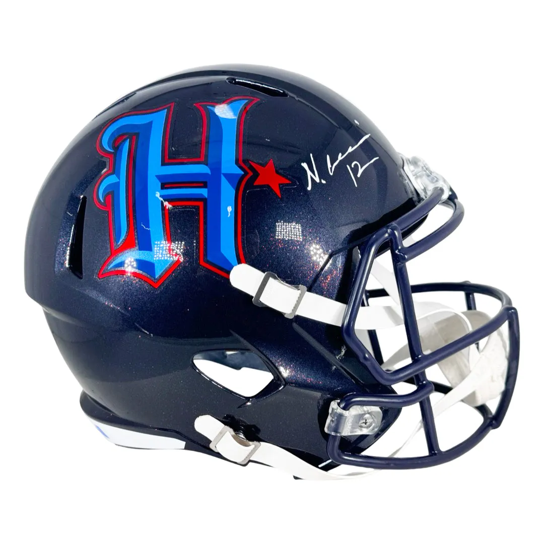 Nico Collins Signed Houston Texans H-Town Alternate Full-Size Replica Football Helmet (Beckett)