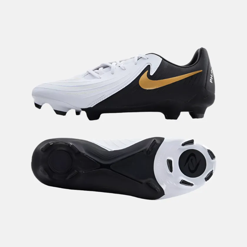 Nike Phantom GX 2 Academy MG Low-Top Football Shoes -White/Metallic Gold Coin/Black