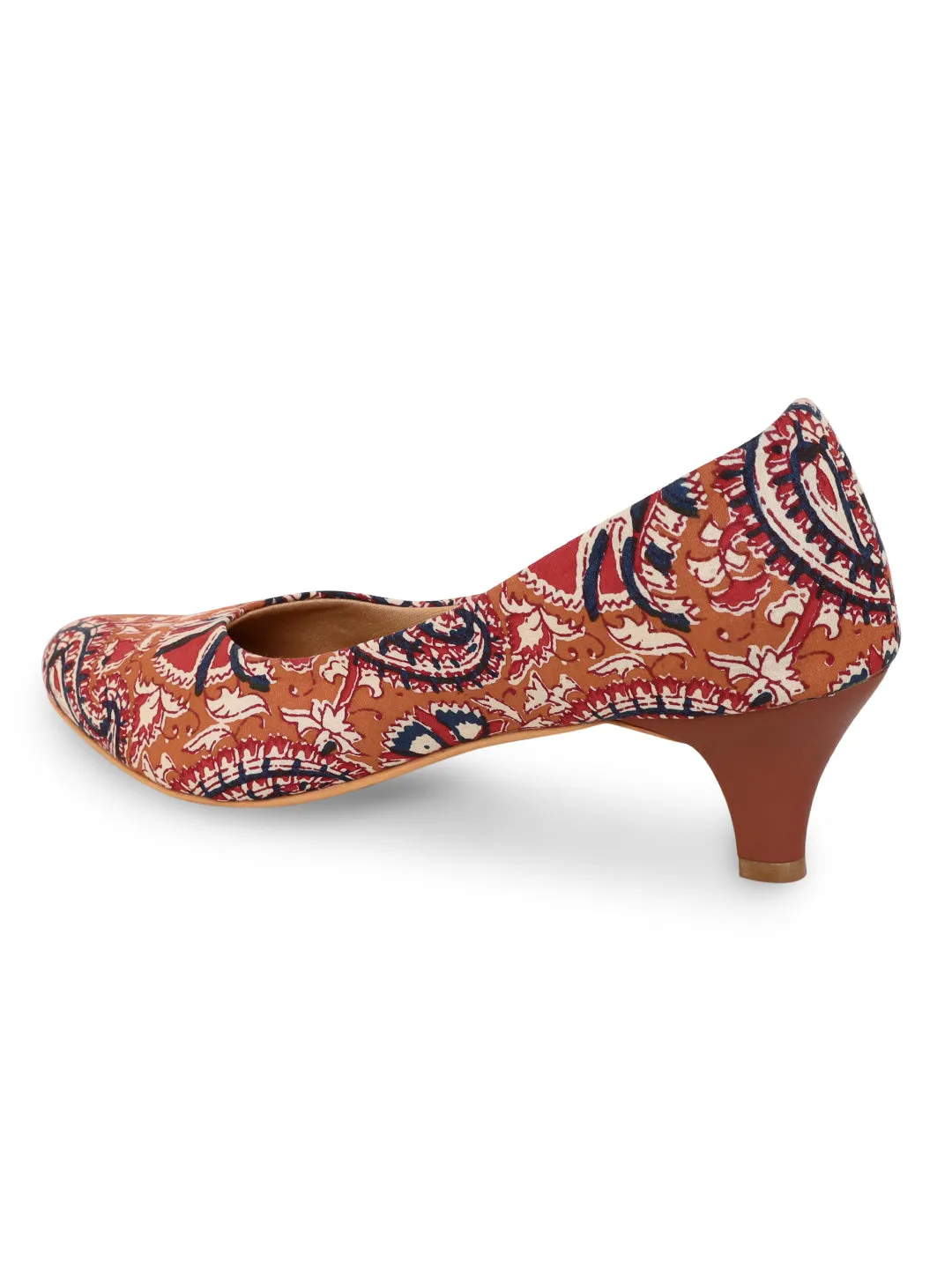 Orange Kalamkari Kitten Heels