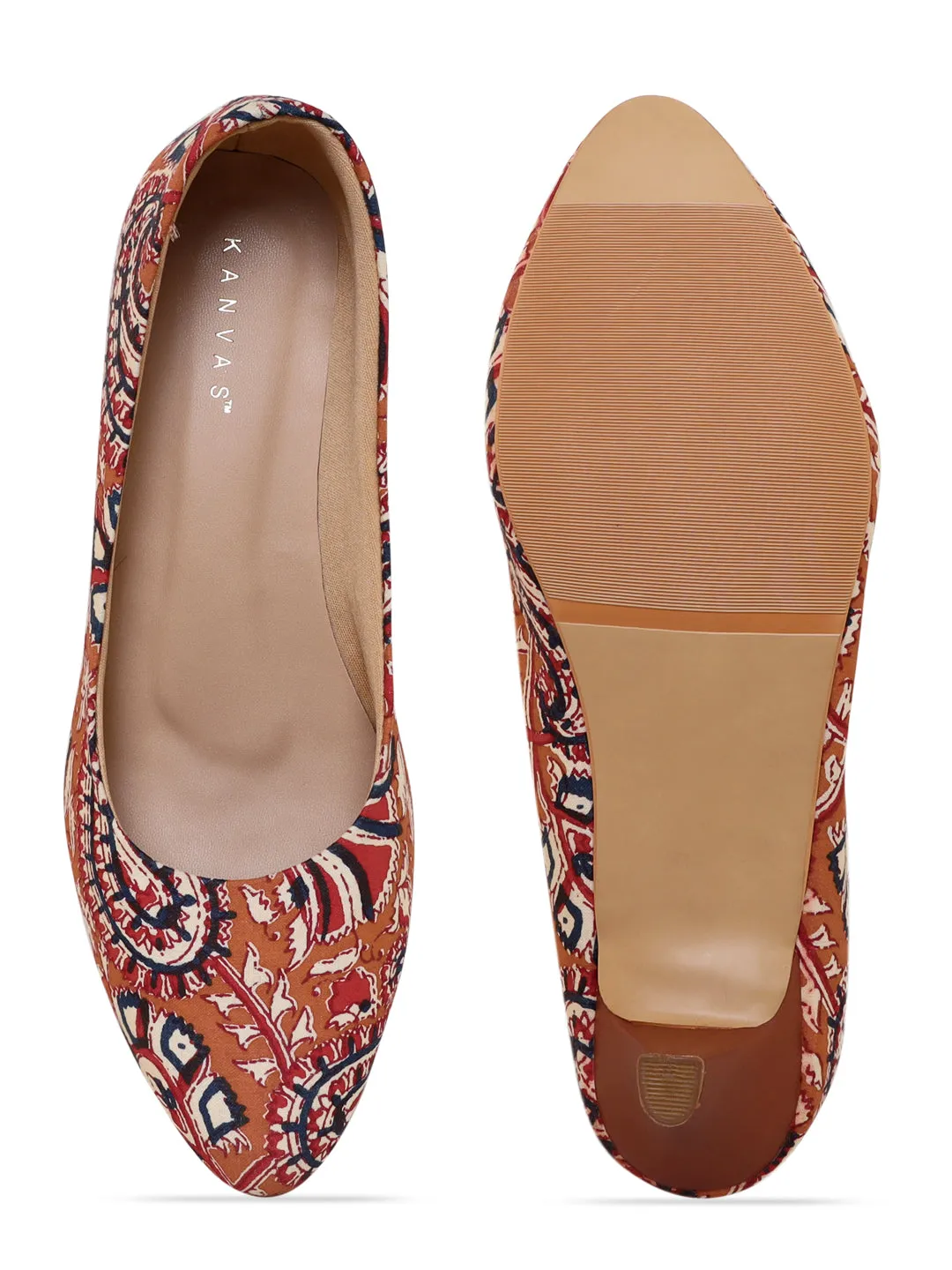 Orange Kalamkari Kitten Heels