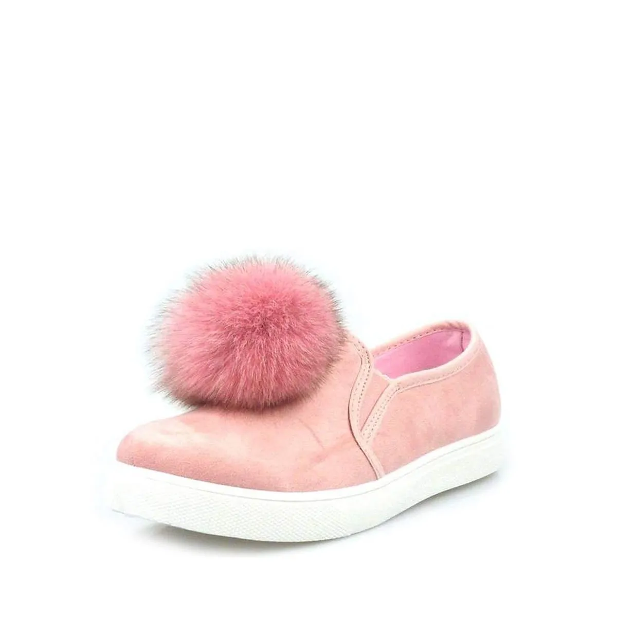 PAMELA Flat Rubber Sole Pom Pom Skater Shoe