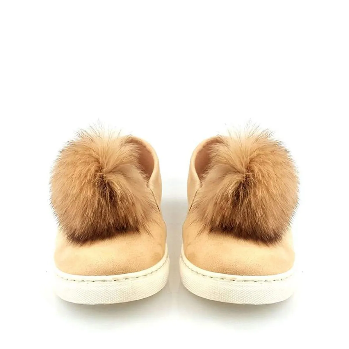 PAMELA Flat Rubber Sole Pom Pom Skater Shoe