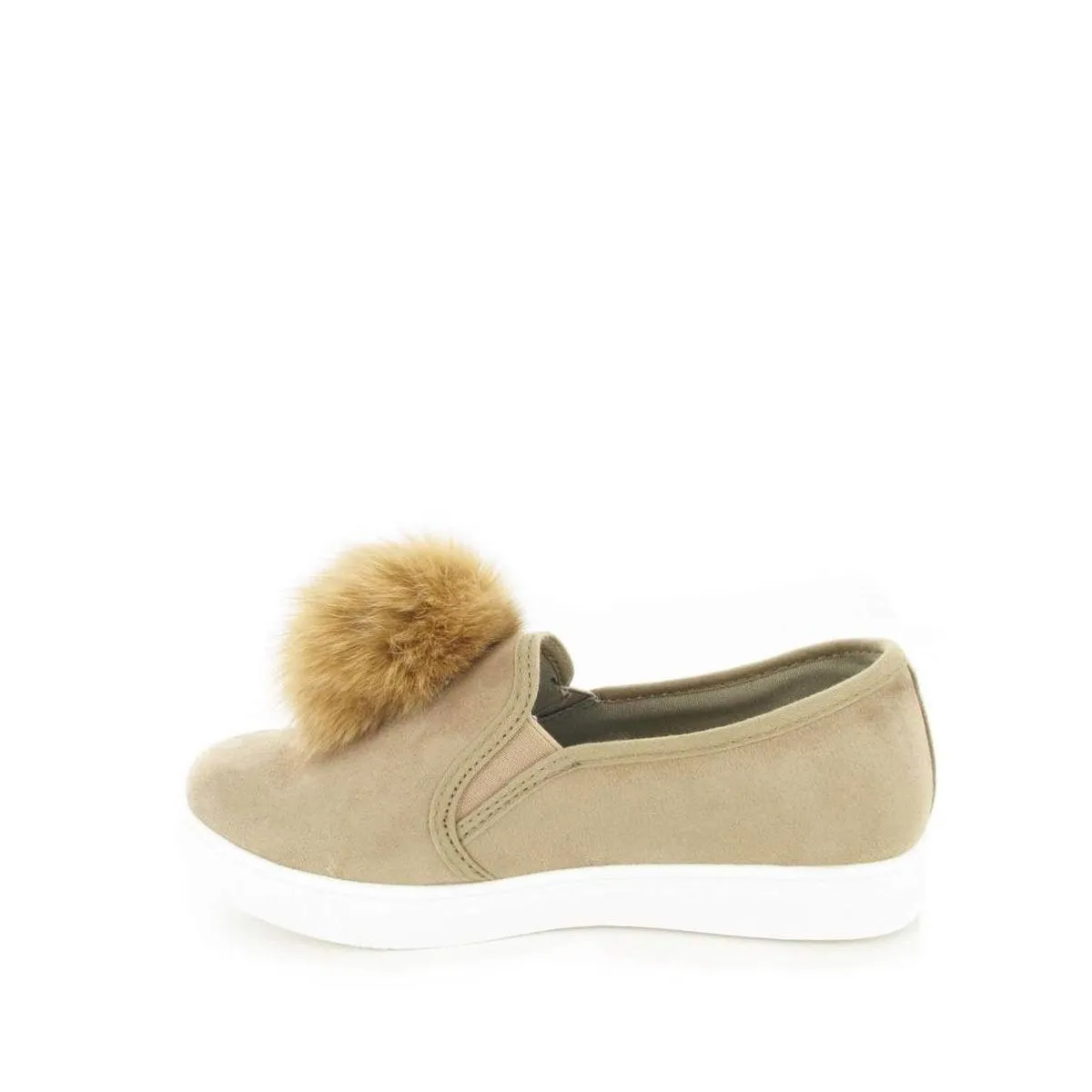 PAMELA Flat Rubber Sole Pom Pom Skater Shoe