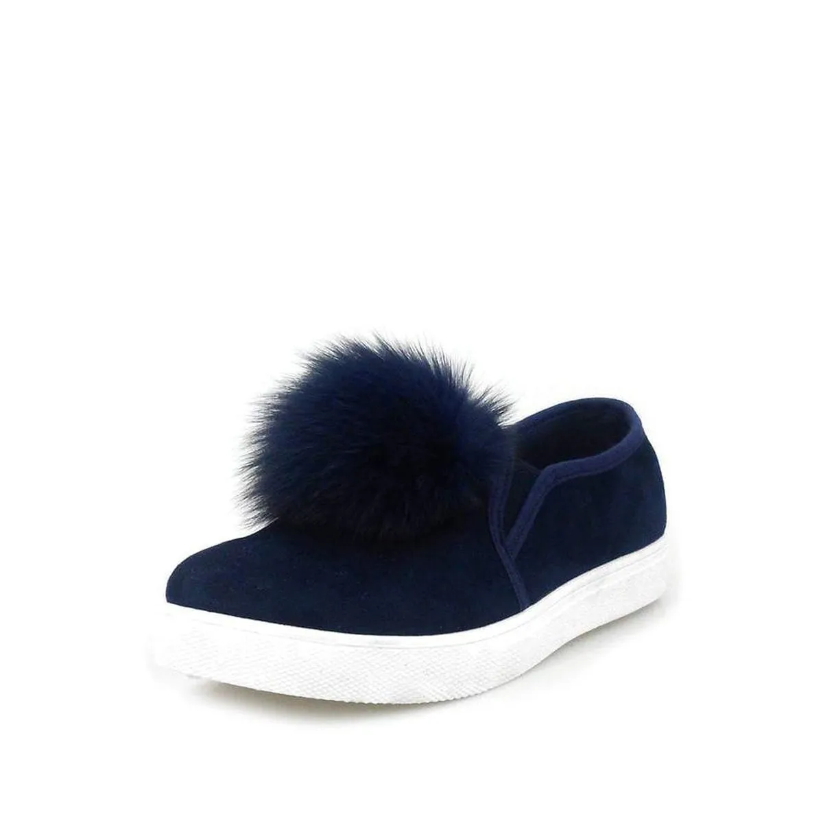 PAMELA Flat Rubber Sole Pom Pom Skater Shoe