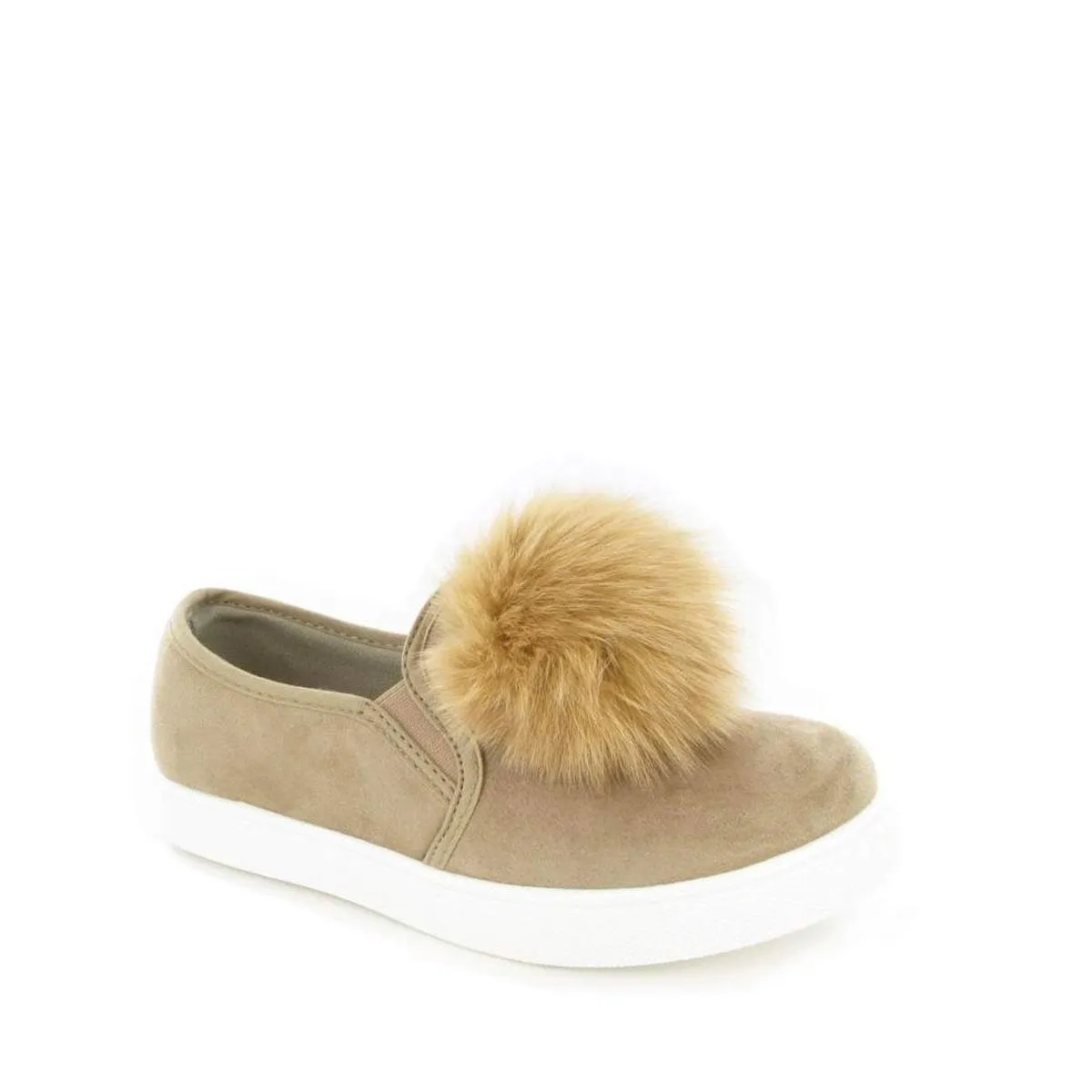 PAMELA Flat Rubber Sole Pom Pom Skater Shoe