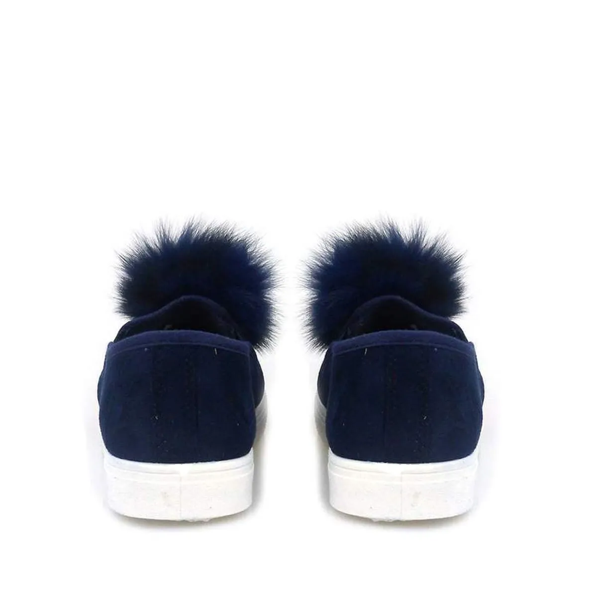 PAMELA Flat Rubber Sole Pom Pom Skater Shoe