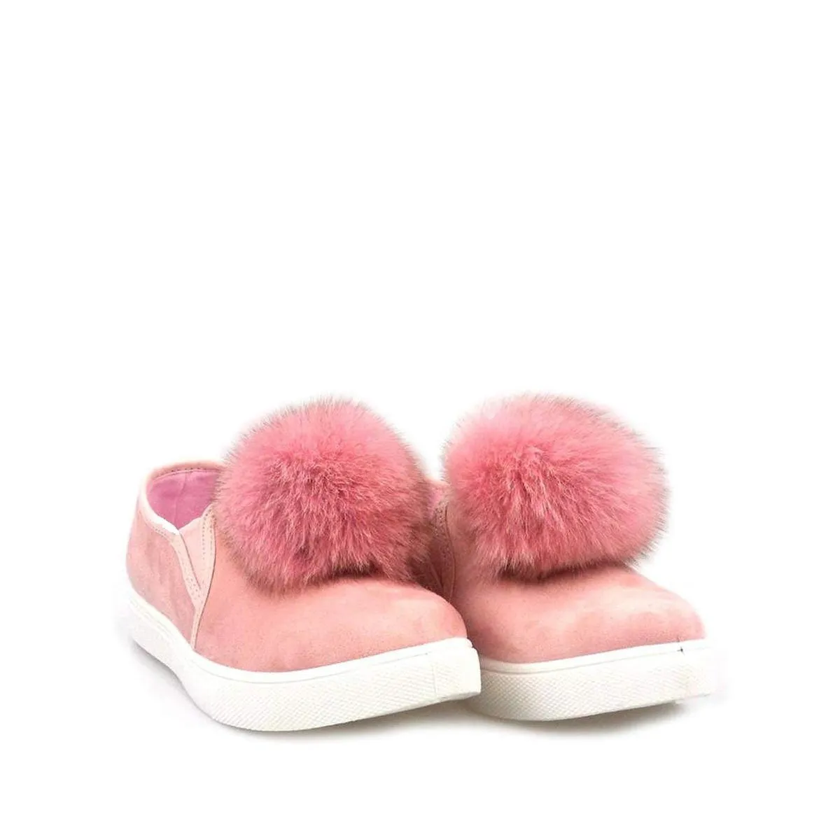 PAMELA Flat Rubber Sole Pom Pom Skater Shoe