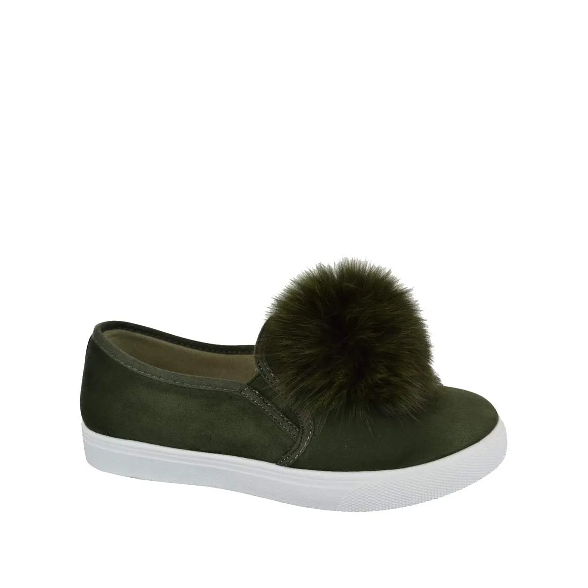 PAMELA Flat Rubber Sole Pom Pom Skater Shoe