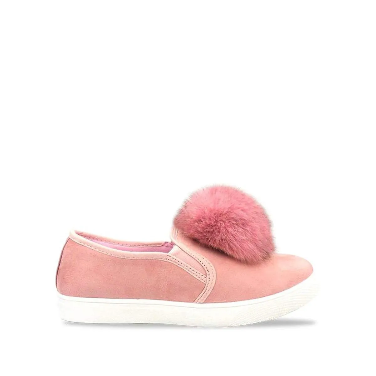 PAMELA Flat Rubber Sole Pom Pom Skater Shoe