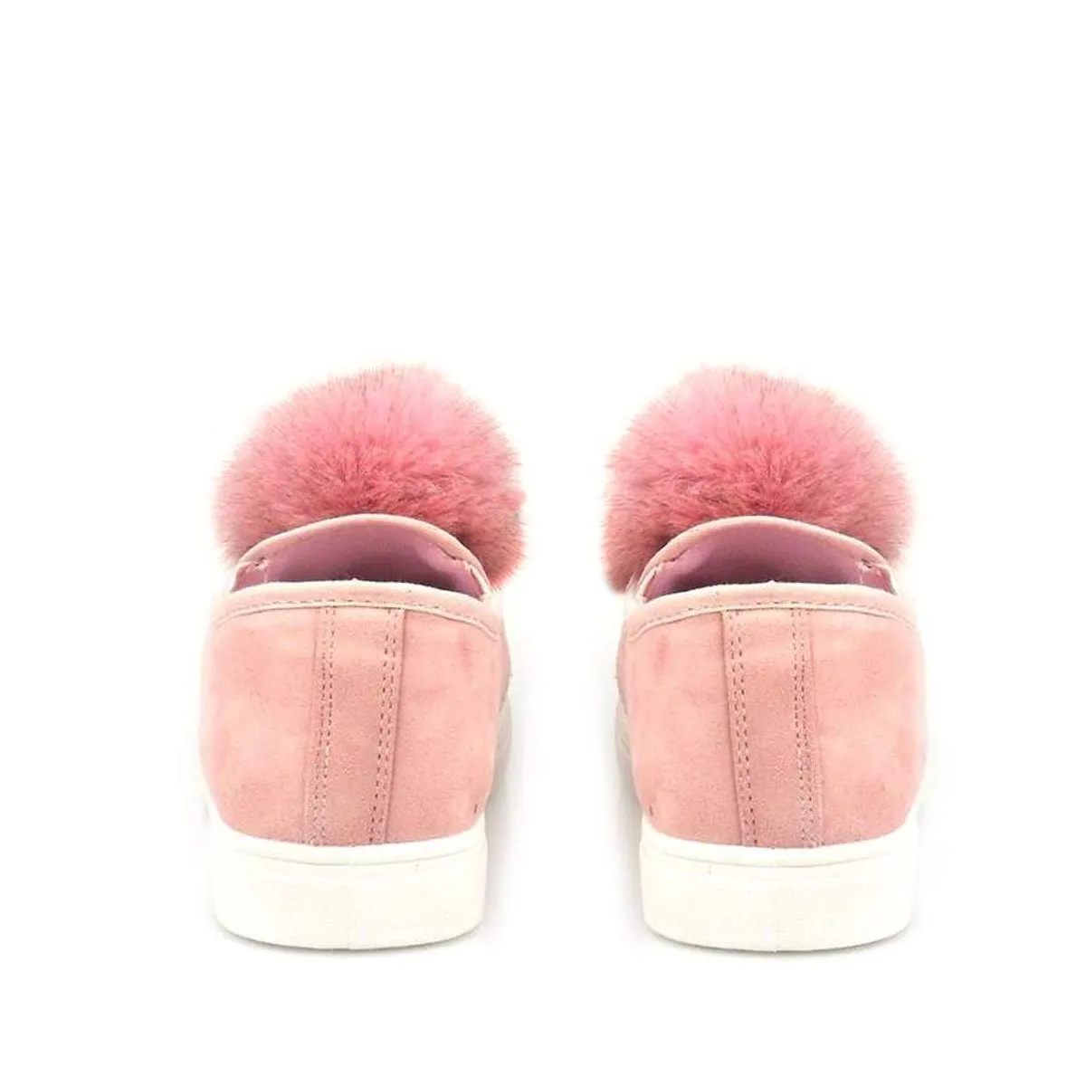 PAMELA Flat Rubber Sole Pom Pom Skater Shoe