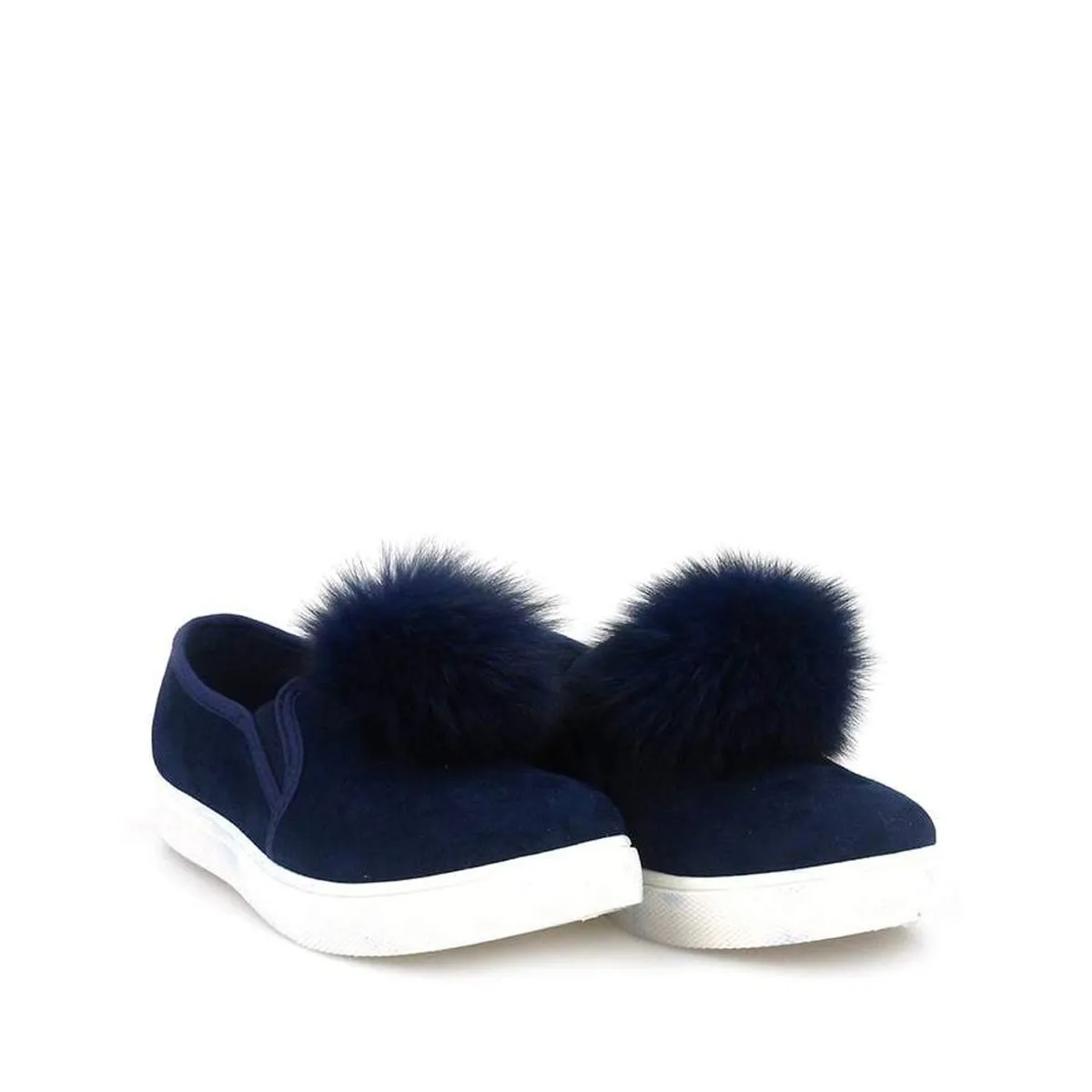 PAMELA Flat Rubber Sole Pom Pom Skater Shoe