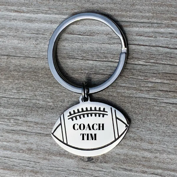 Personalized Engraved Football Coach Keychain - Football Ball Shape