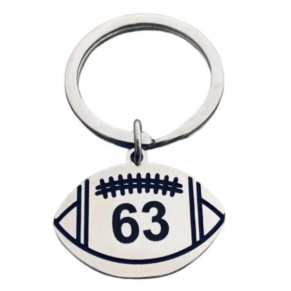 Personalized Engraved Football Keychain with Number