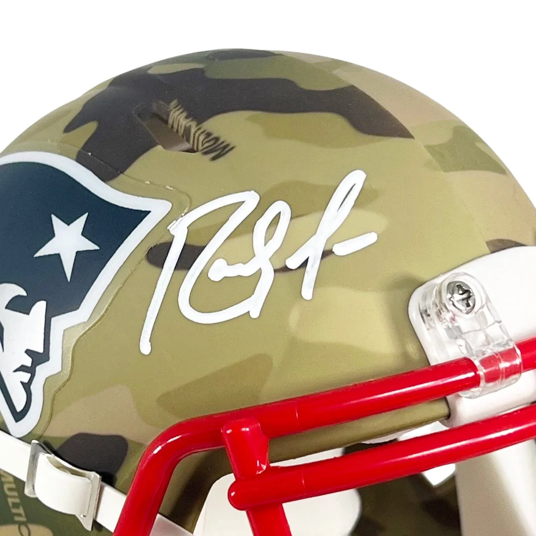 Randy Moss Signed New England Patriots Camo Speed Mini Football Helmet (Beckett)