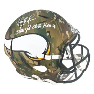 Randy Moss Signed Straight Cash Homie Inscription Minnesota Vikings Camo Speed Full-Size Replica Football Helmet (Beckett)