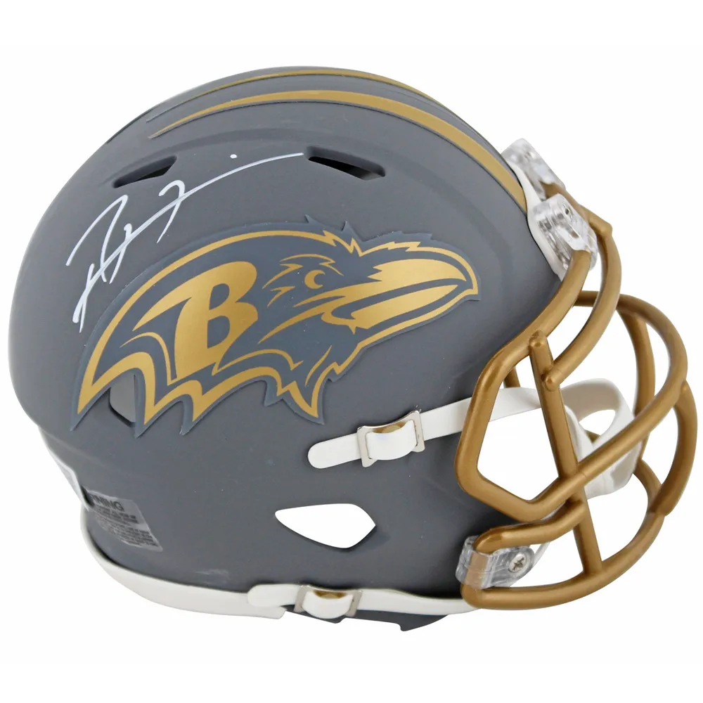 Ray Lewis Signed Baltimore Ravens Slate Alternate Speed Mini Football Helmet (Beckett)