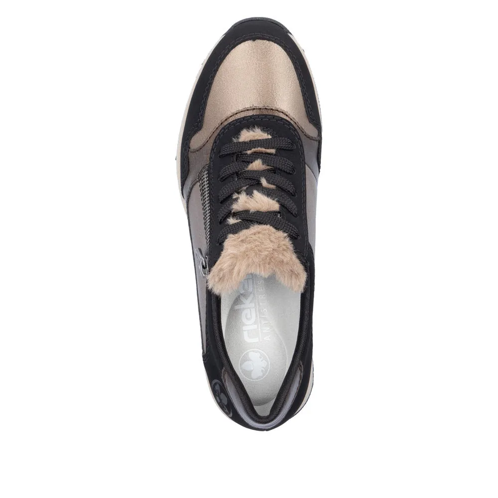 Rieker N9301-90 Ladies Beige Side Zip Shoes