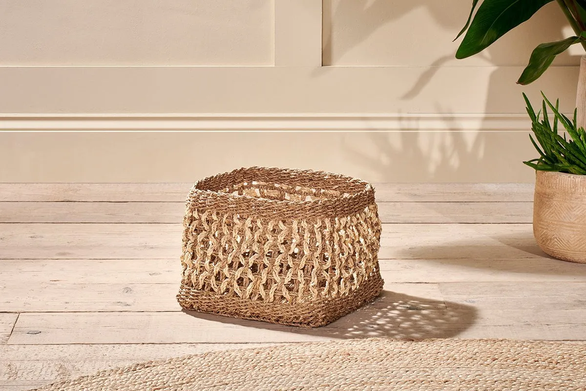 Shimla Square Seagrass And Palm Leaf Basket