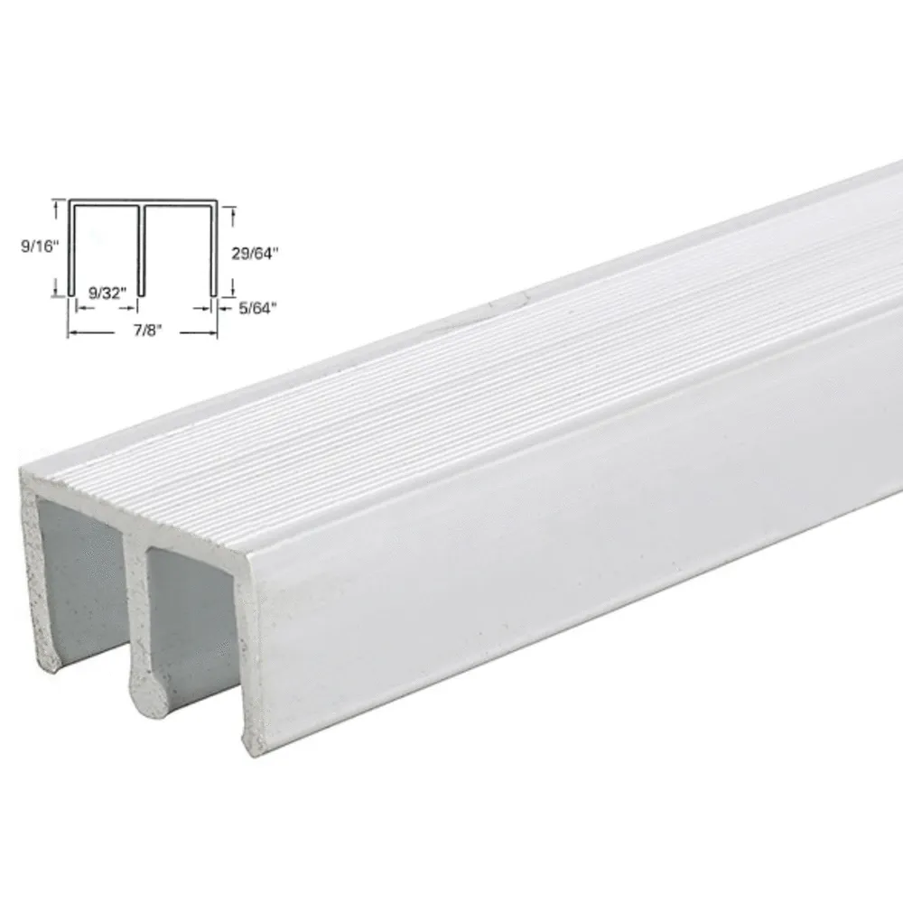 Showcase Upper Track for Sliding Glass or Wood Door Panels - For 1/4" Thick Material - White