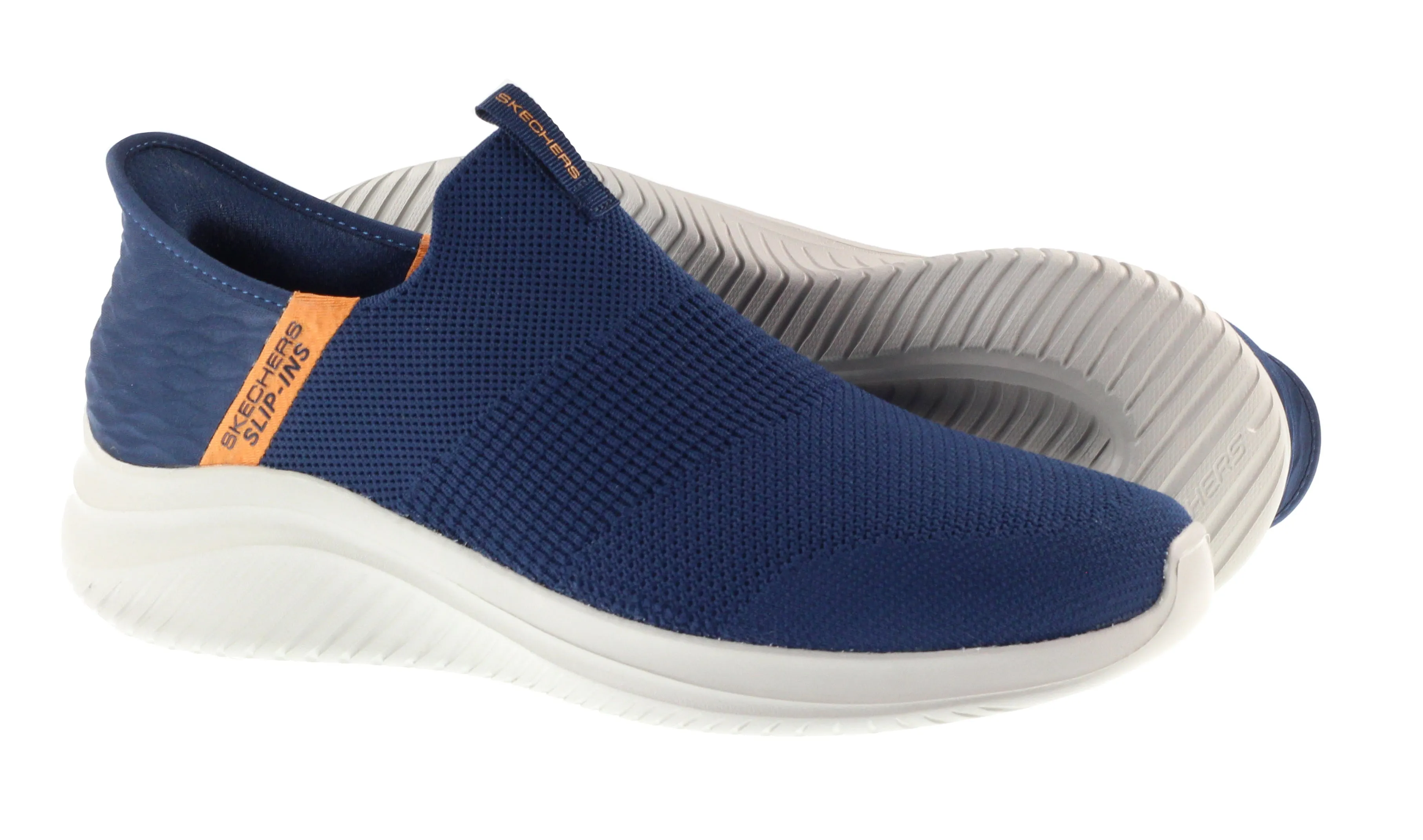 Skechers Trainers Mens Slip Ins Ultra Flex 3.0 Navy and Orange