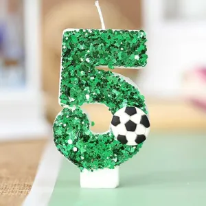 Soccer Football Birthday Candles, OUDEKE Creative Smokeless Number 5 15 25 Birthday Cake Candles for Kids Football Fans Players, Boys Cute Birthday Candles (5)