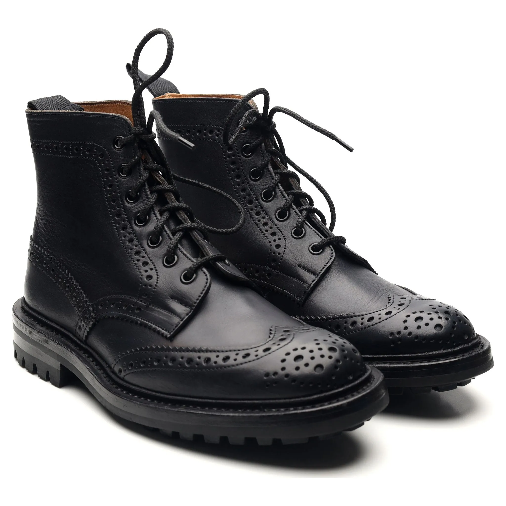 'Stow' Navy Blue Leather Brogue Boots UK 6.5