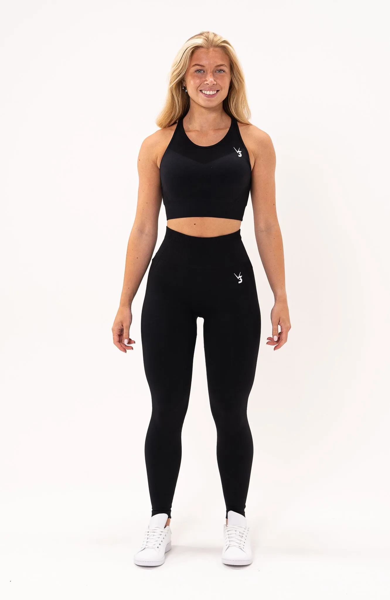 Tempo Seamless Scrunch Leggings & Sports Bra Set - Black