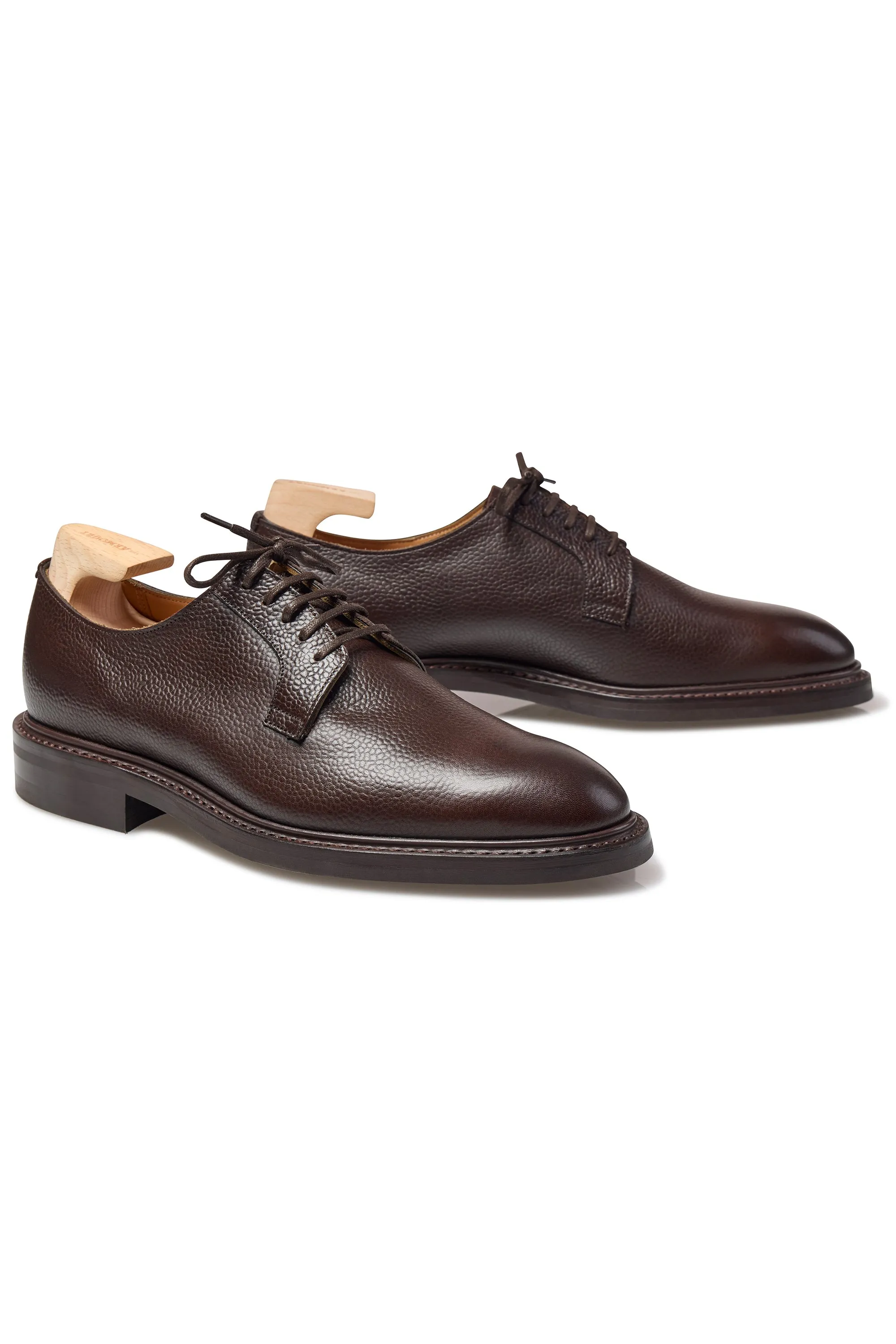 The Armoury FS5 Spenser Brown Grain Leather Plain Toe Butcher Rubber Sole Shoes *factory seconds*