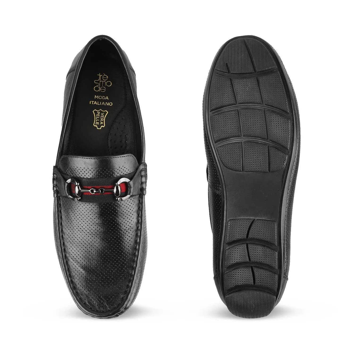 The Rottervam Black Mens Driving Leather Loafer