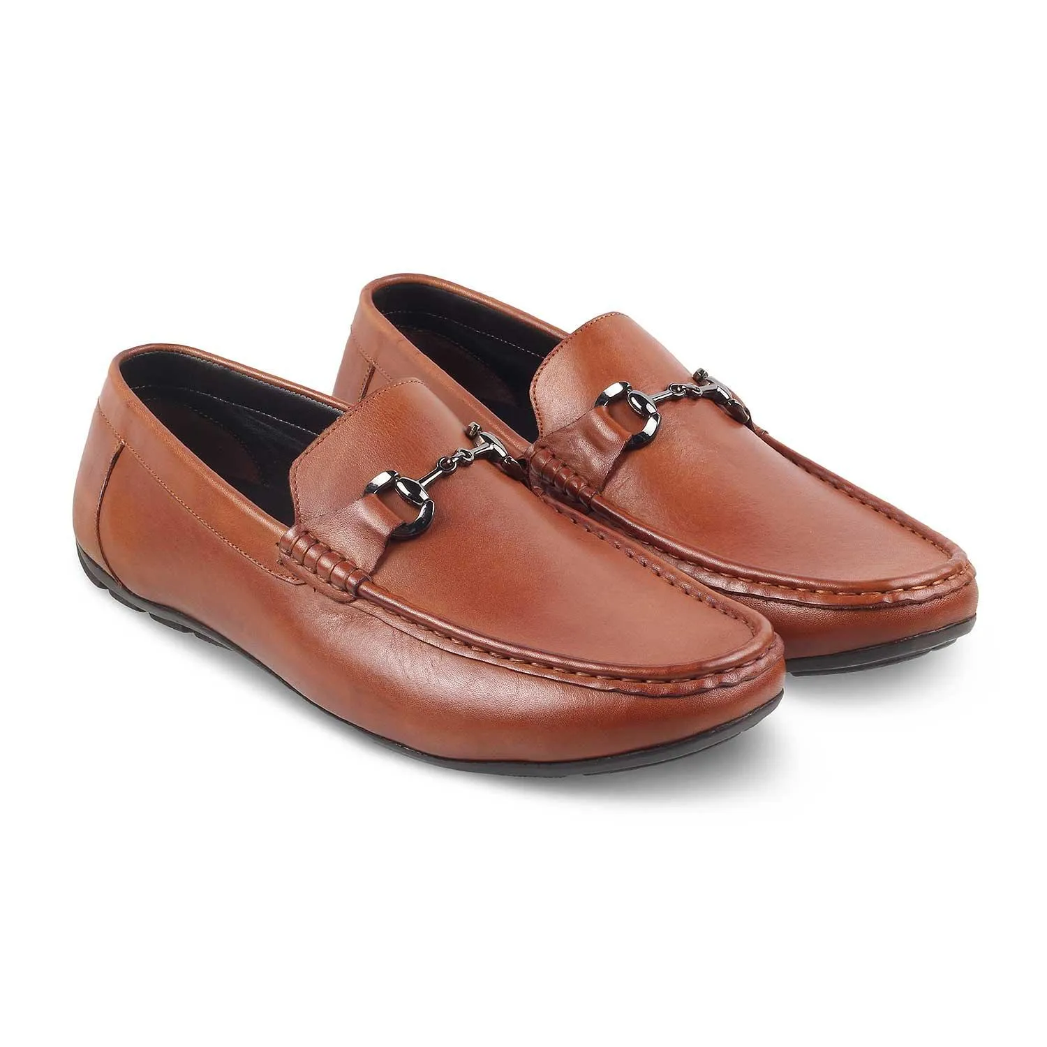 The Votterdam Tan Men's Leather Driving Loafers Tresmode