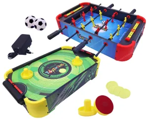 Toyshine Combo Pack of 2 Mid-Sized Foosball Table| Electric Air Powered Hockey 2 Paddles, 2 Pucks| Mini Football, 4 Rods, Indoor Sport Table Soccer Game for Adults Kids Boys Girls Mid-Sized