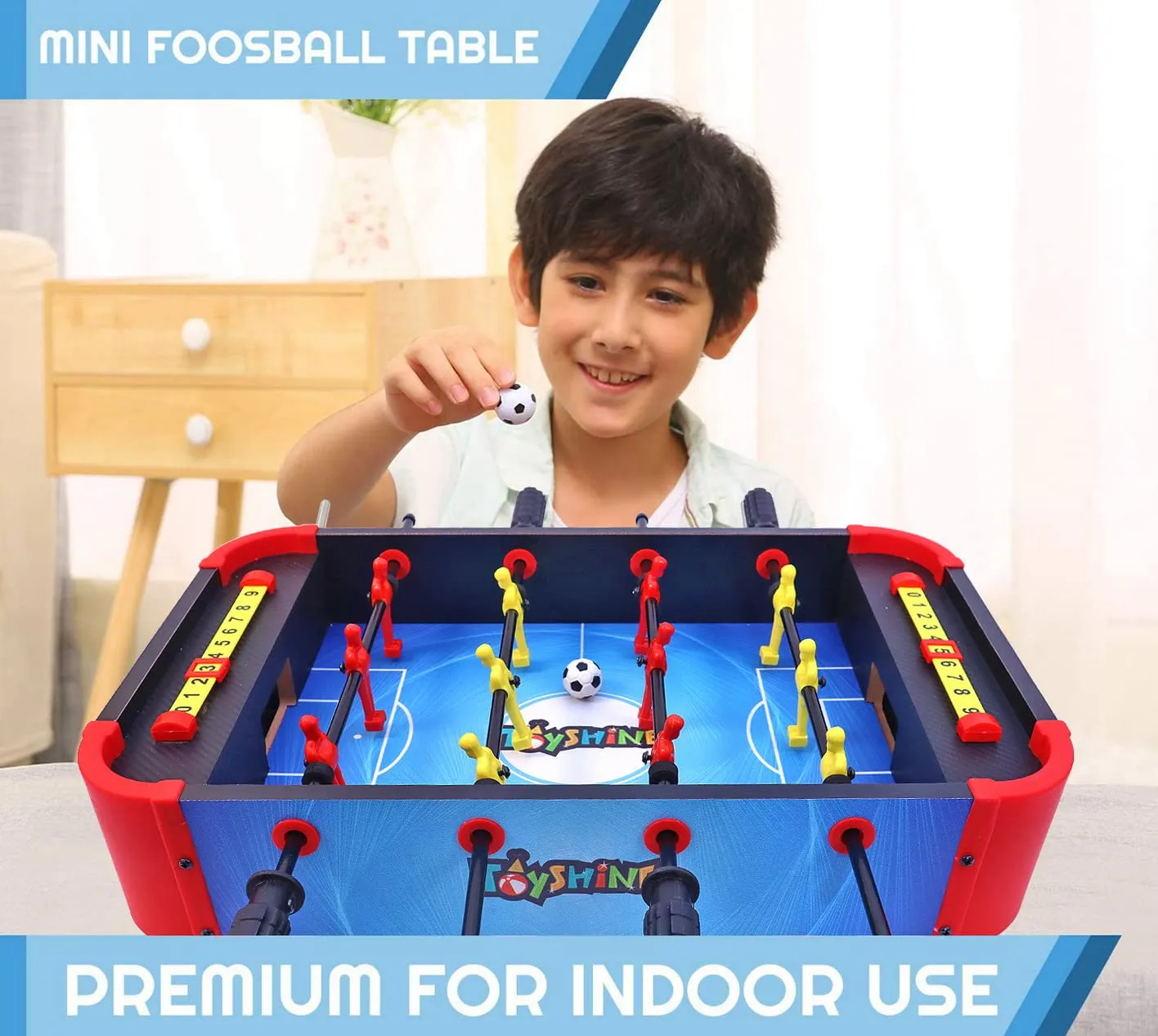 Toyshine Combo Pack of 2 Mid-Sized Foosball Table| Electric Air Powered Hockey 2 Paddles, 2 Pucks| Mini Football, 4 Rods, Indoor Sport Table Soccer Game for Adults Kids Boys Girls Mid-Sized