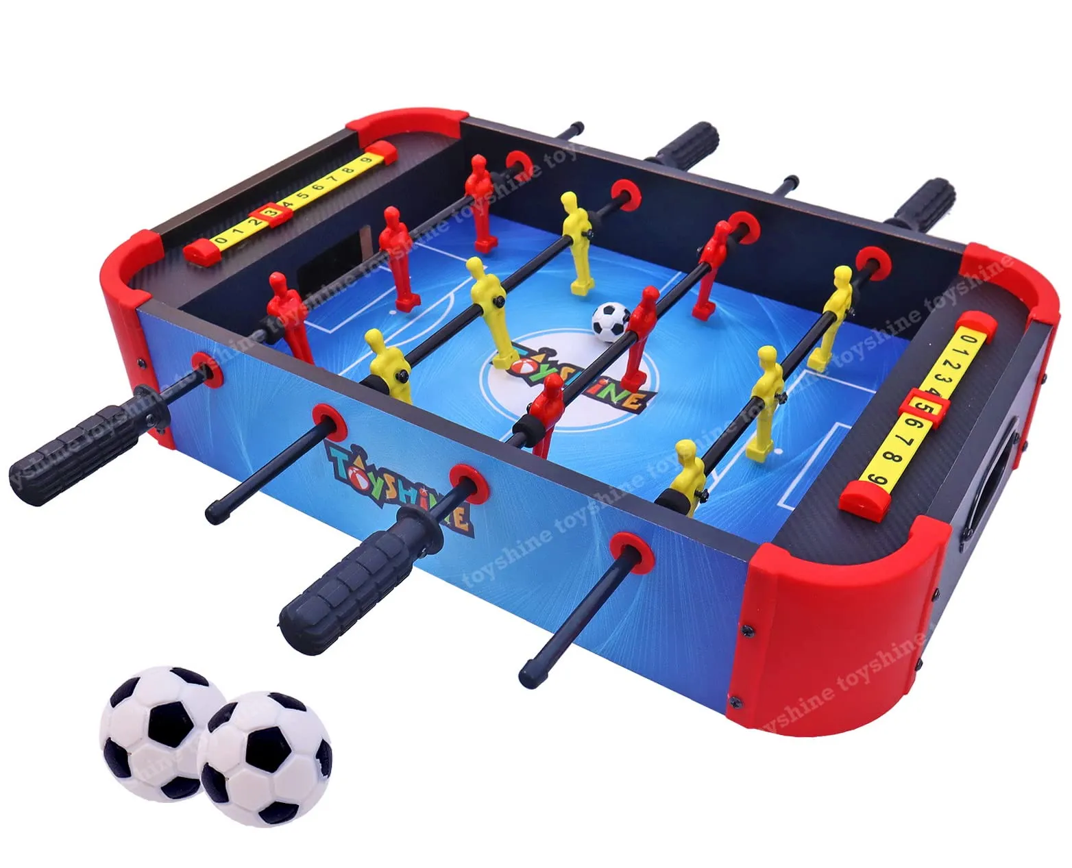 Toyshine Combo Pack of 2 Mid-Sized Foosball Table| Electric Air Powered Hockey 2 Paddles, 2 Pucks| Mini Football, 4 Rods, Indoor Sport Table Soccer Game for Adults Kids Boys Girls Mid-Sized