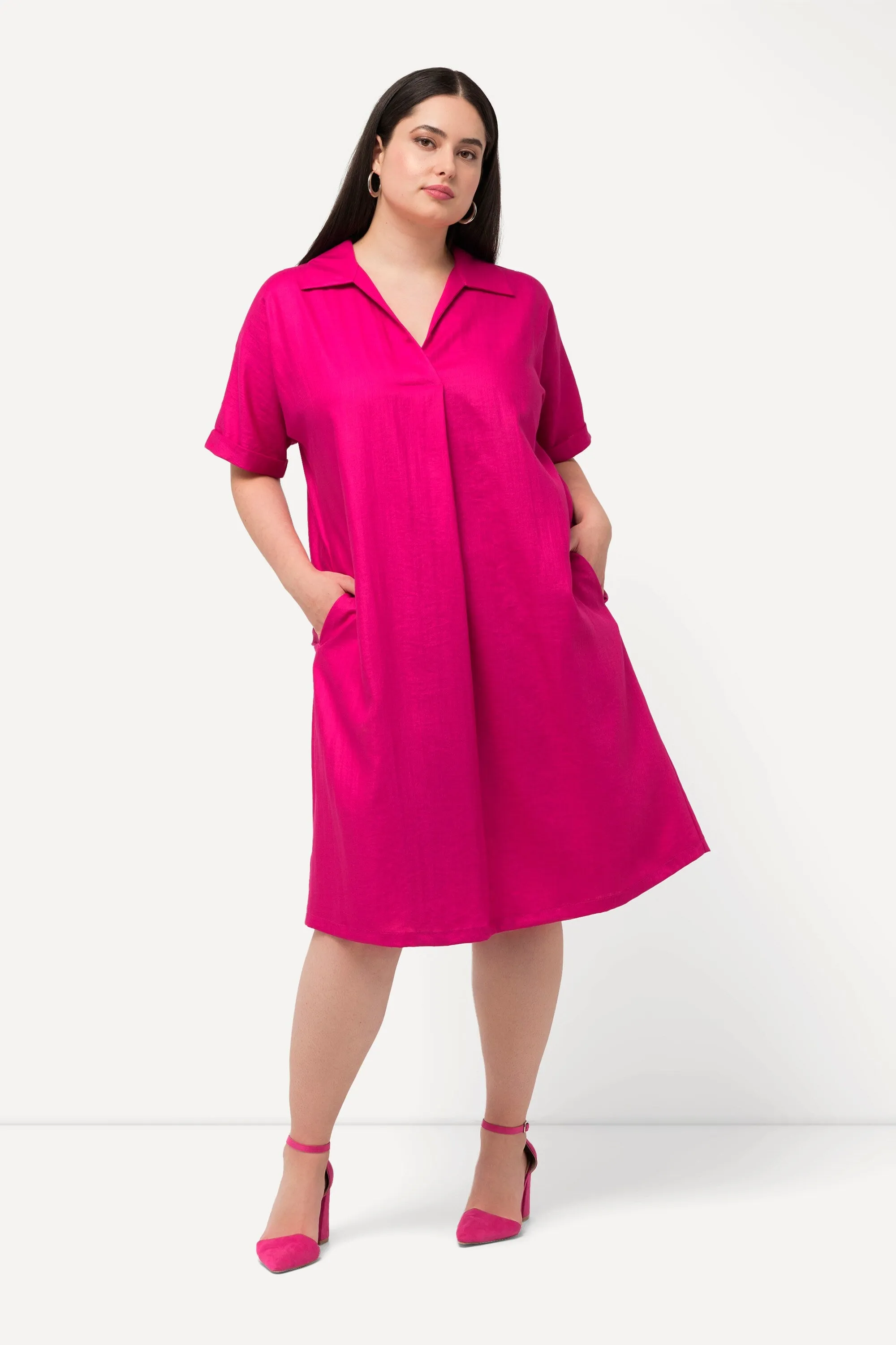 Ulla Popken Collared Pink Dress