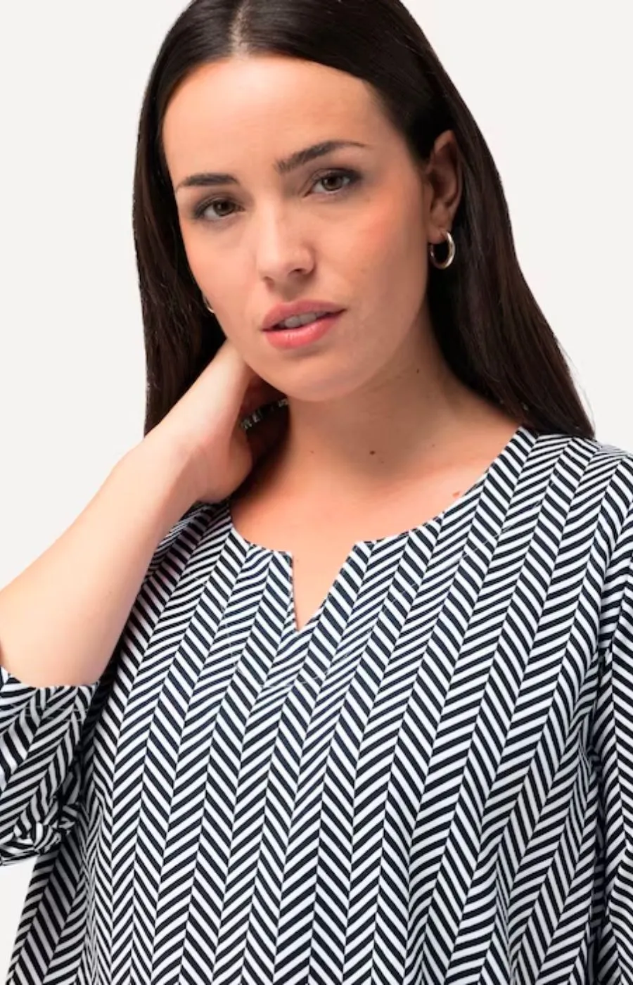 Ulla Popken Herringbone Navy Top