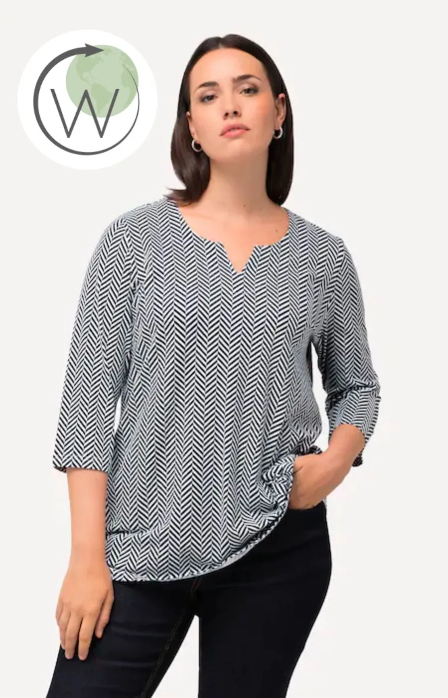 Ulla Popken Herringbone Navy Top