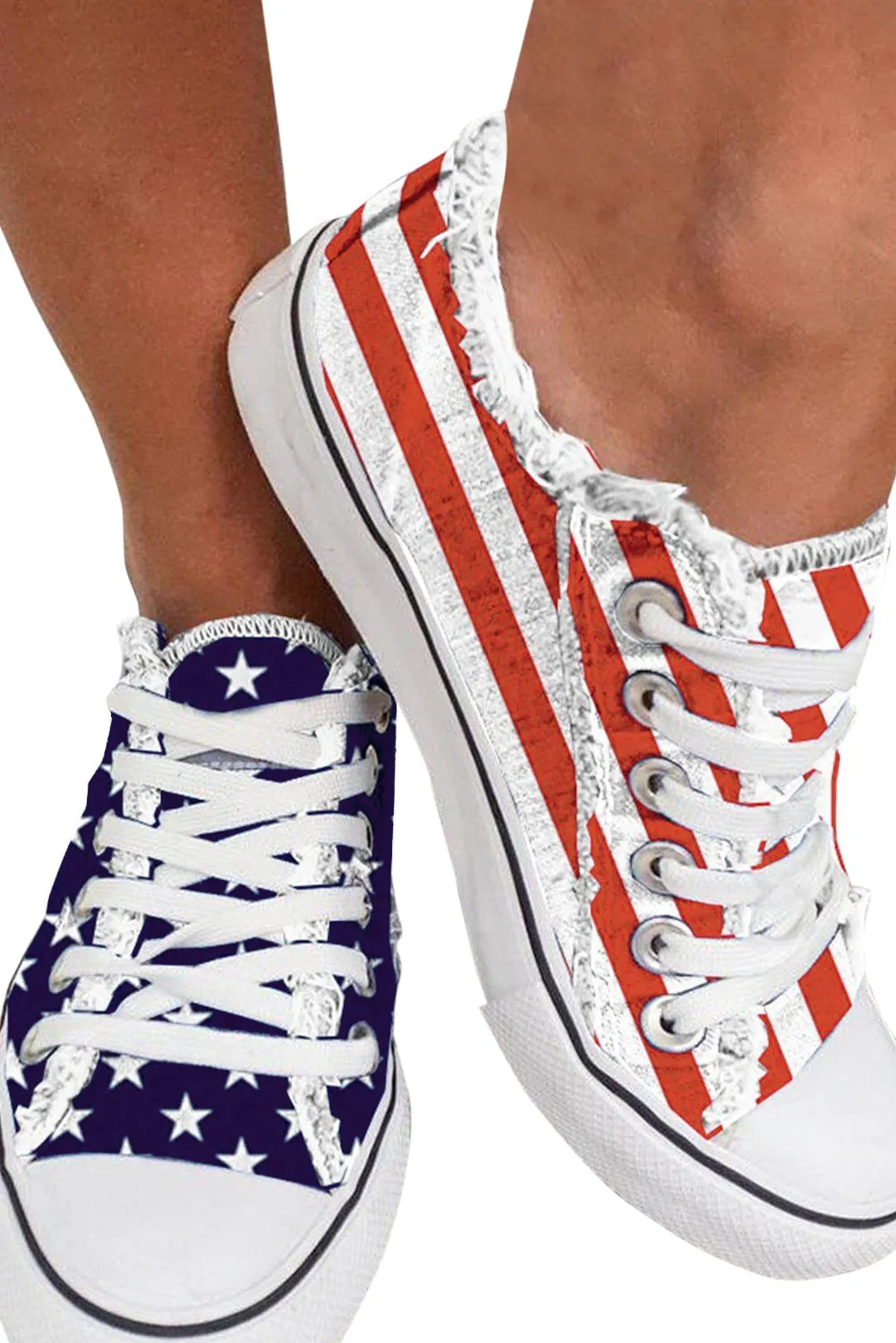 USA Flag Shoes Lace Up Canvas Shoes for Women