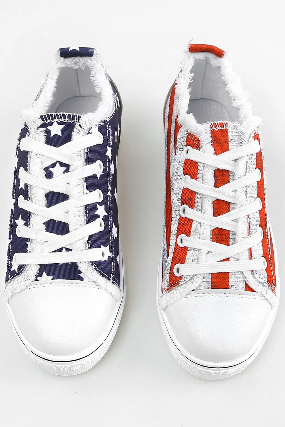 USA Flag Shoes Lace Up Canvas Shoes for Women