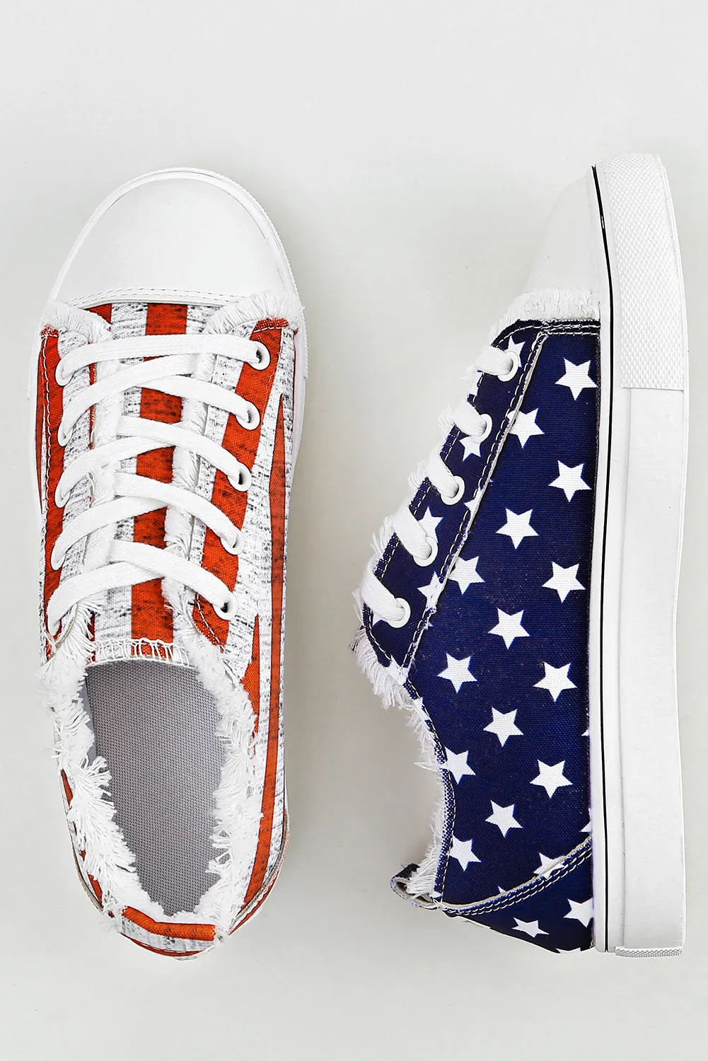 USA Flag Shoes Lace Up Canvas Shoes for Women