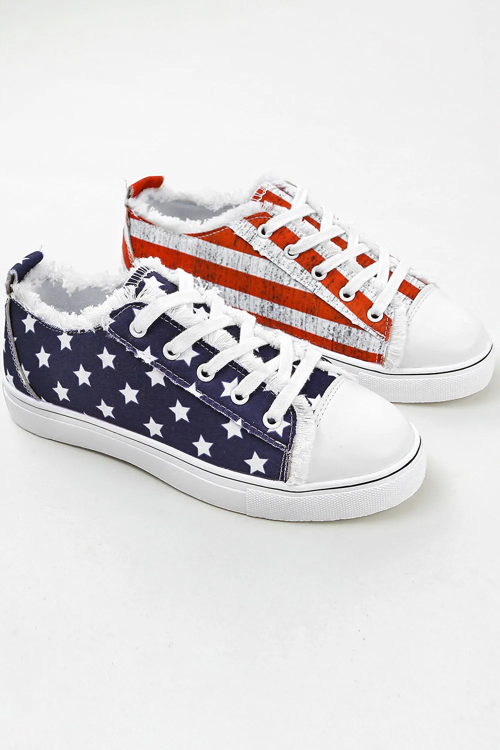 USA Flag Shoes Lace Up Canvas Shoes for Women