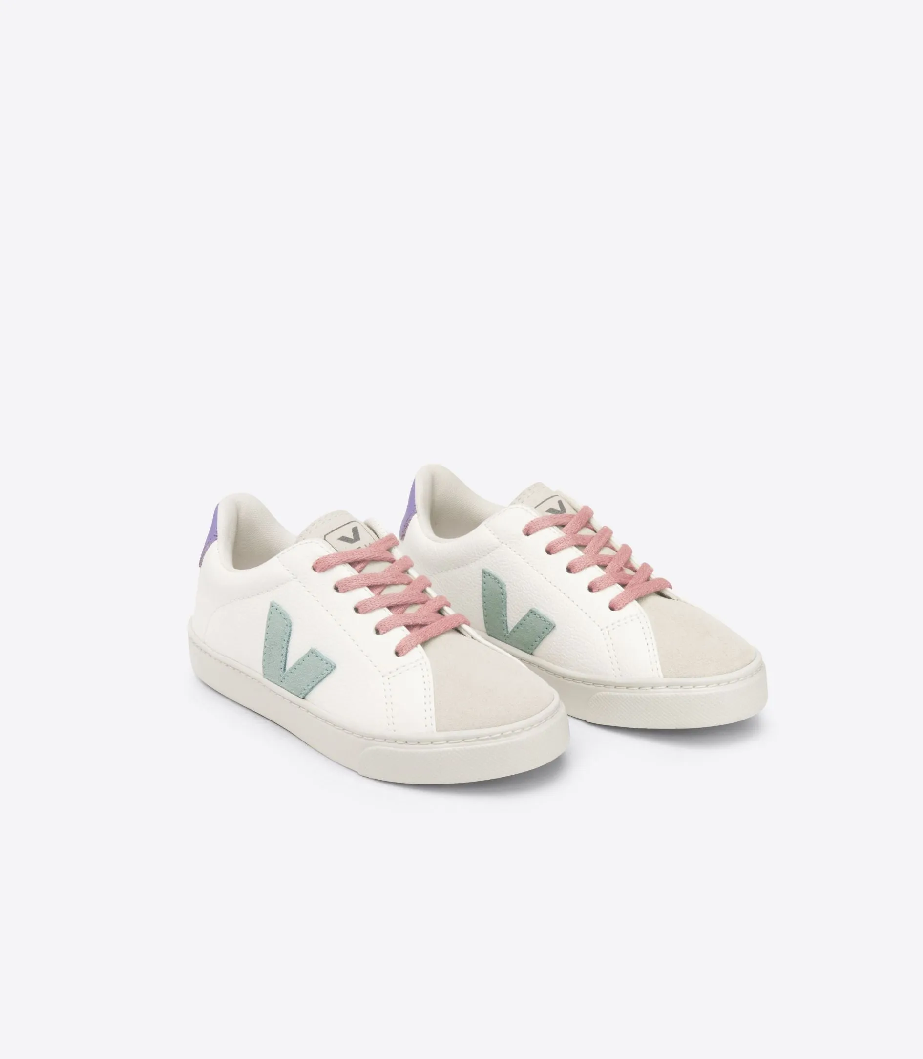 Veja Kids Esplar Laces Chromefree Leather White Matcha Lavande Trainers